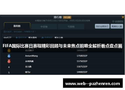 FIFA国际比赛日赛程精彩回顾与未来焦点前瞻全解析看点盘点篇